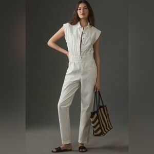 Pistola Rosie Button Front Jumpsuit in Porcelain